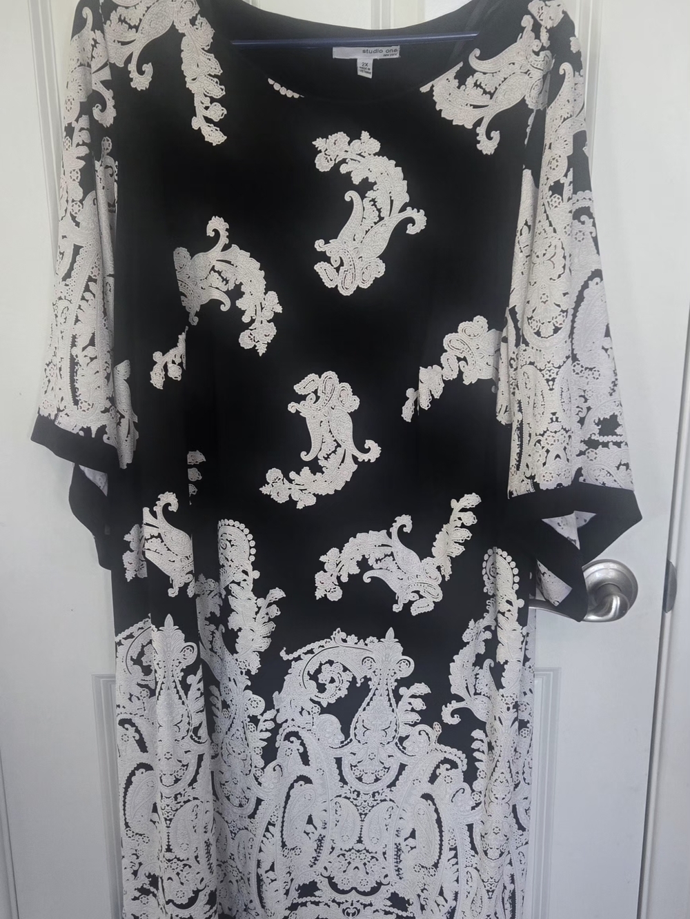 Studio One Black and White Paisley Midi Dress
